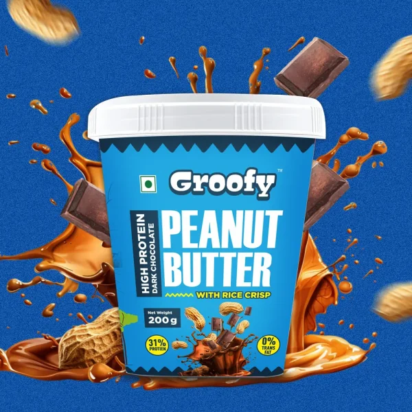 Groofy High Protein Dark Chocolate Peanut Butter with Rice Crisp - 200gm
